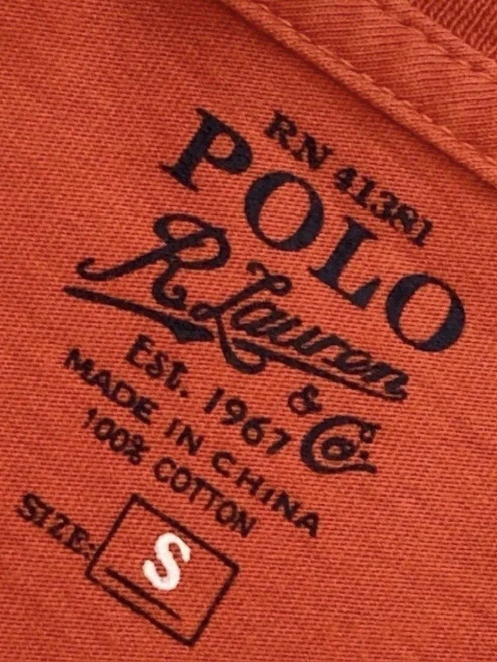Polo Ralph Lauren Mens Small Orange Classic Fit Pocket T Shirt Green Pony